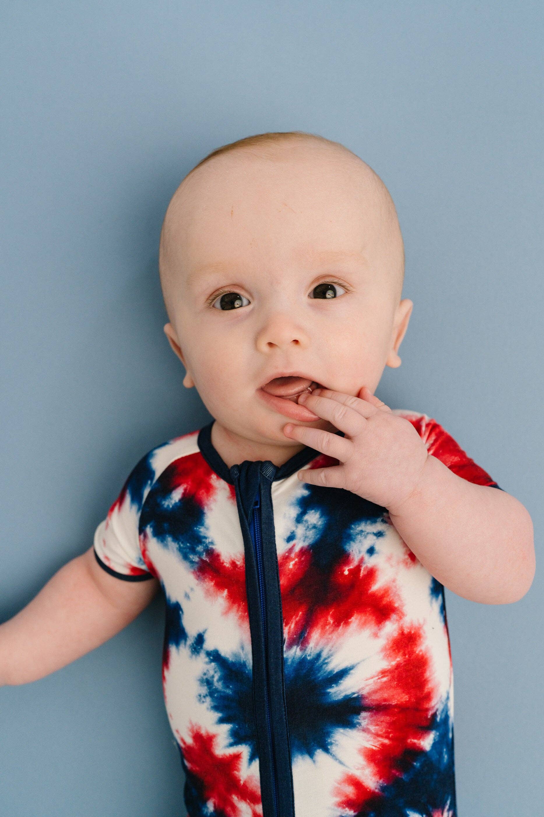 Firecracker Tie Dye Bamboo Short Romper: 0-3M