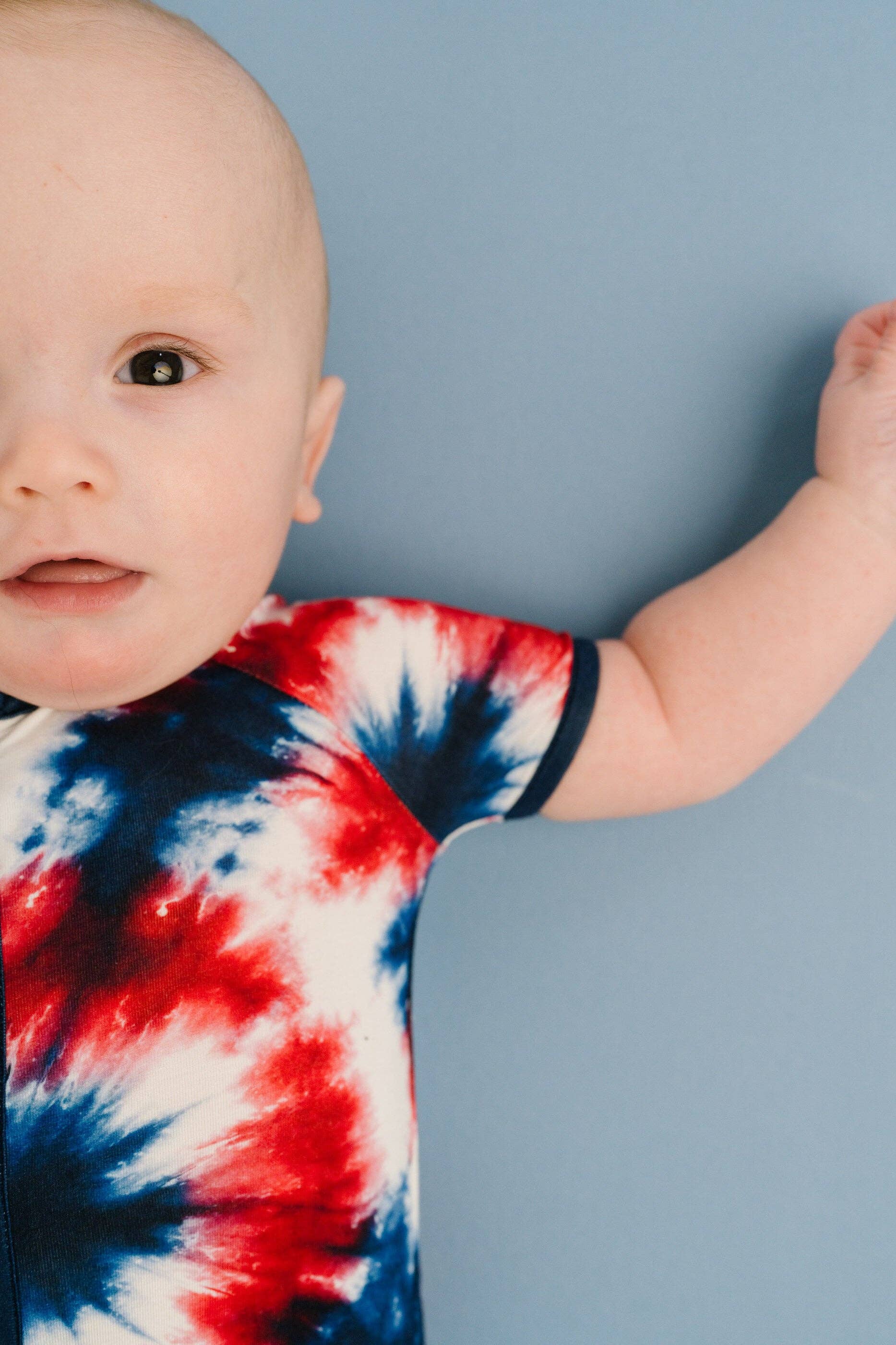 Firecracker Tie Dye Bamboo Short Romper: 3-6M