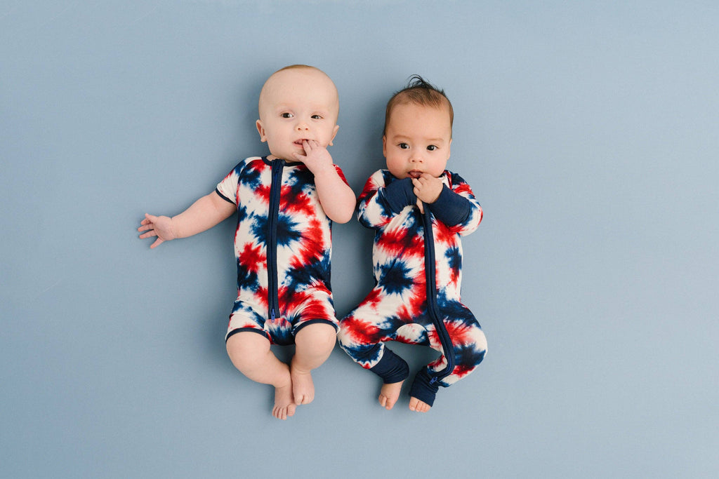Firecracker Tie Dye Bamboo Short Romper: 12-18M