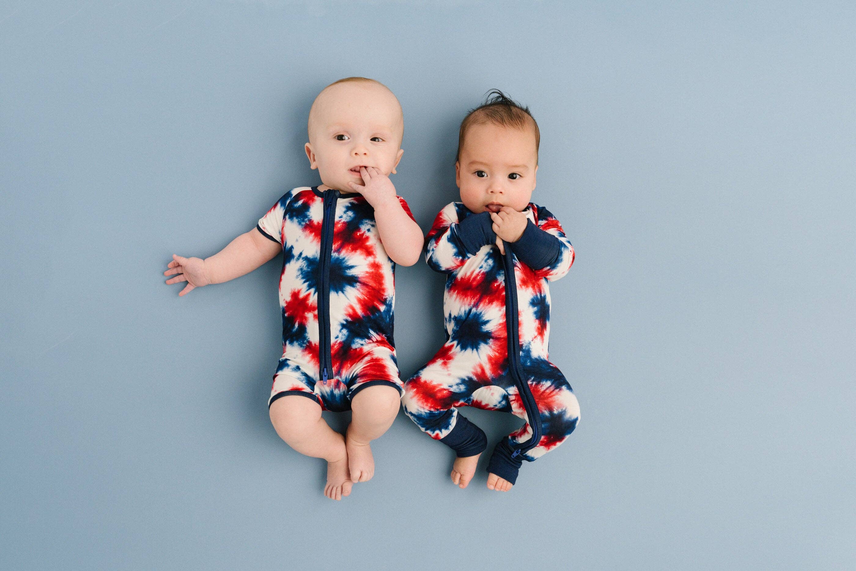 Firecracker Tie Dye Bamboo Short Romper: 12-18M