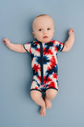 Firecracker Tie Dye Bamboo Short Romper: 6-12M