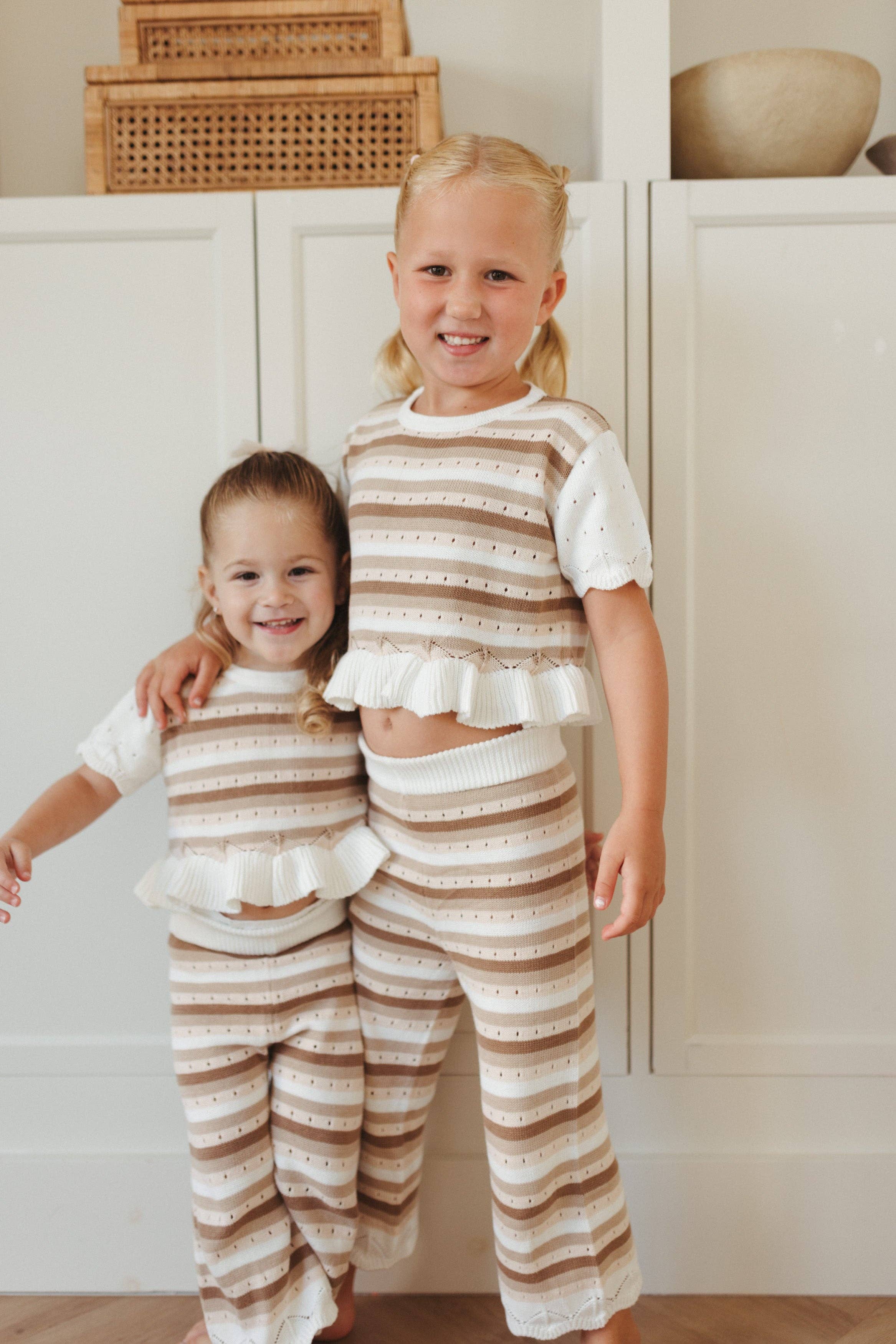 Poppie Knit Set: Neutral Striped / 2-3T