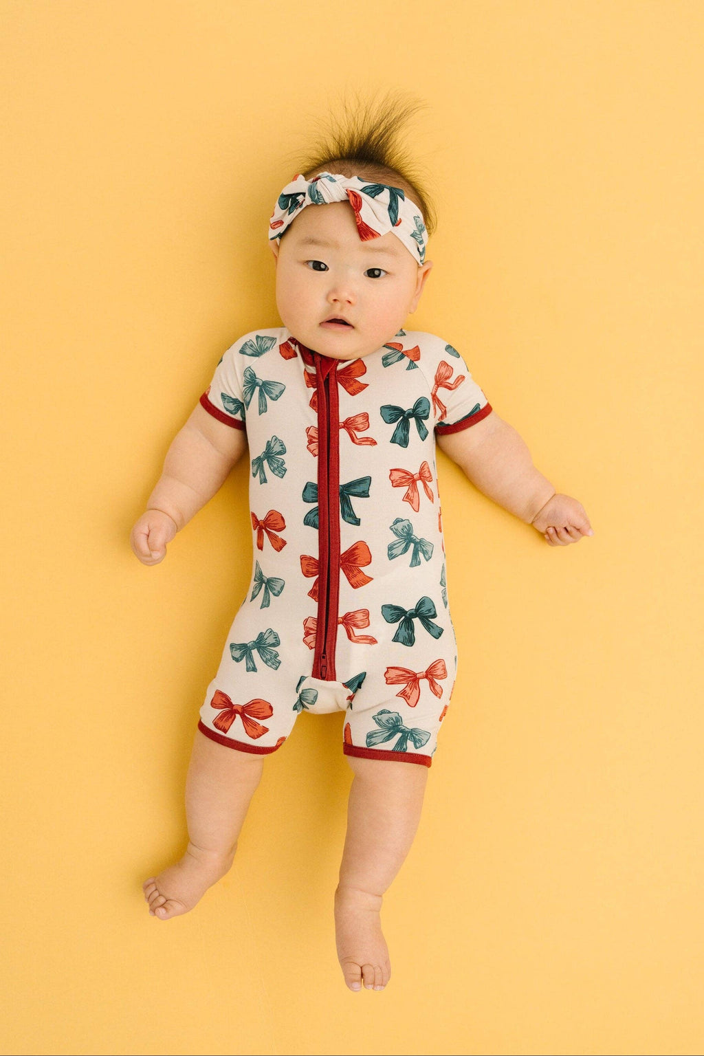 Patriotic Bows Bamboo Short Romper: 3T