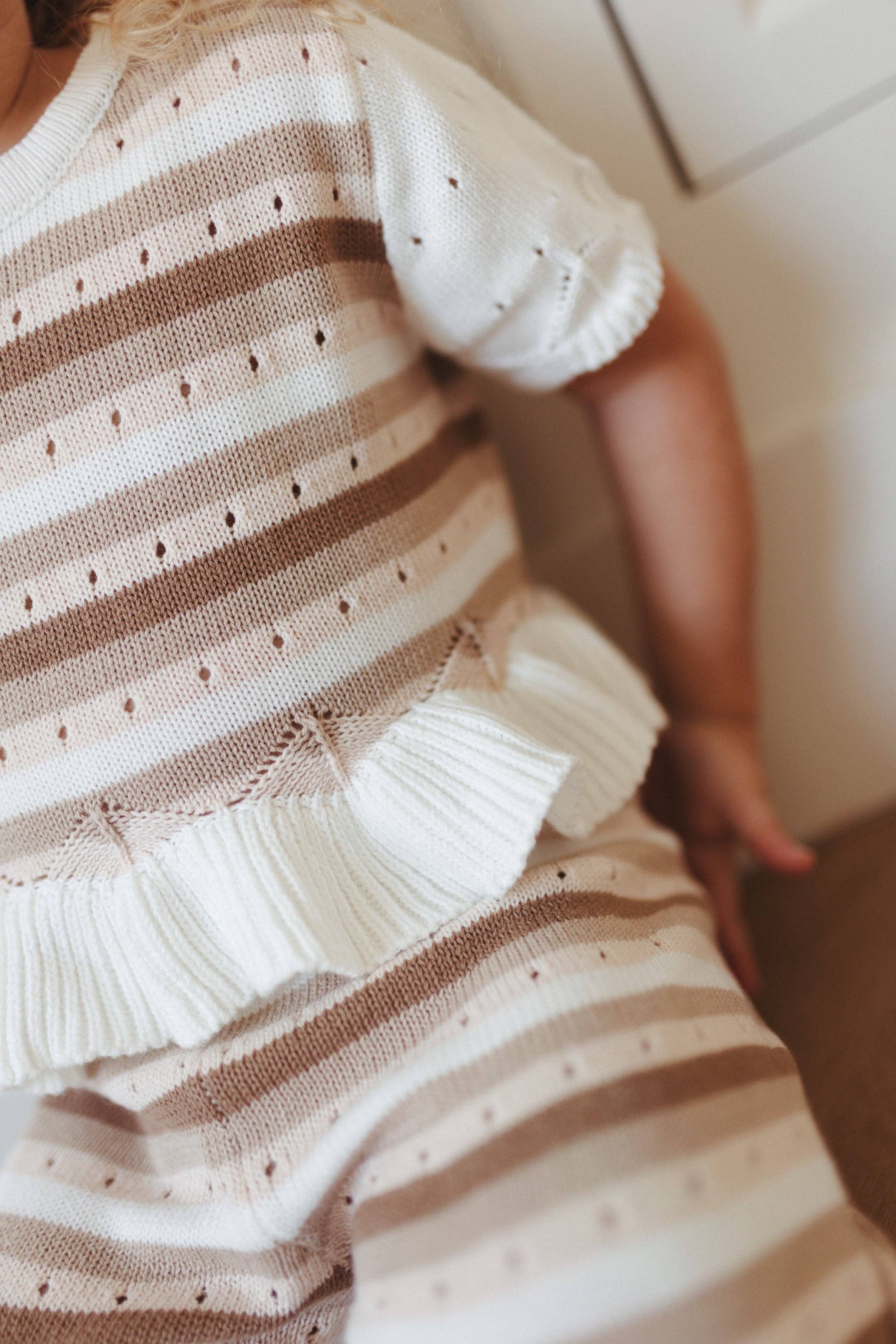 Poppie Knit Set: Neutral Striped / 2-3T