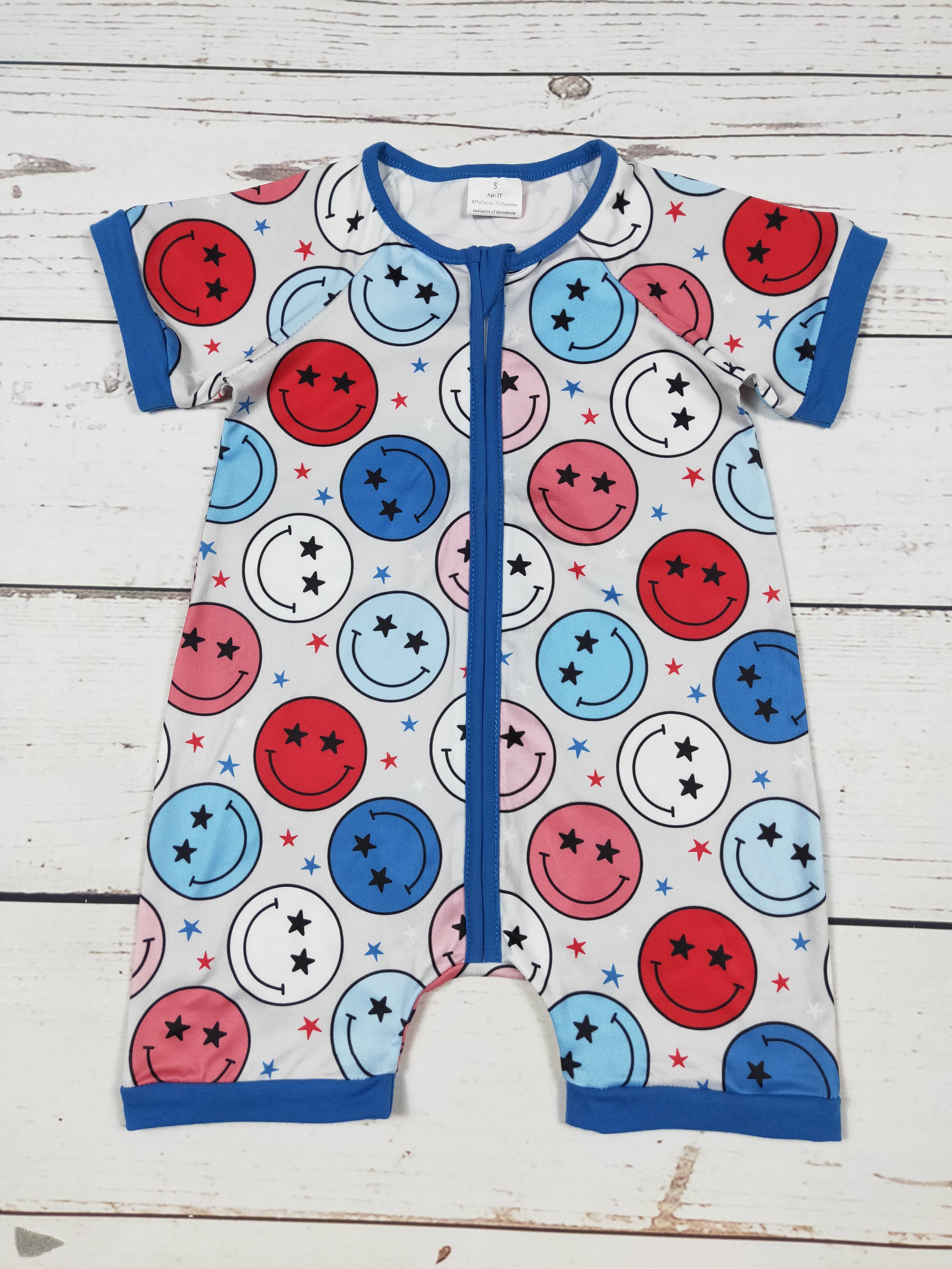 Baby Kids Fourth of July Zip Romper: 0-3M
