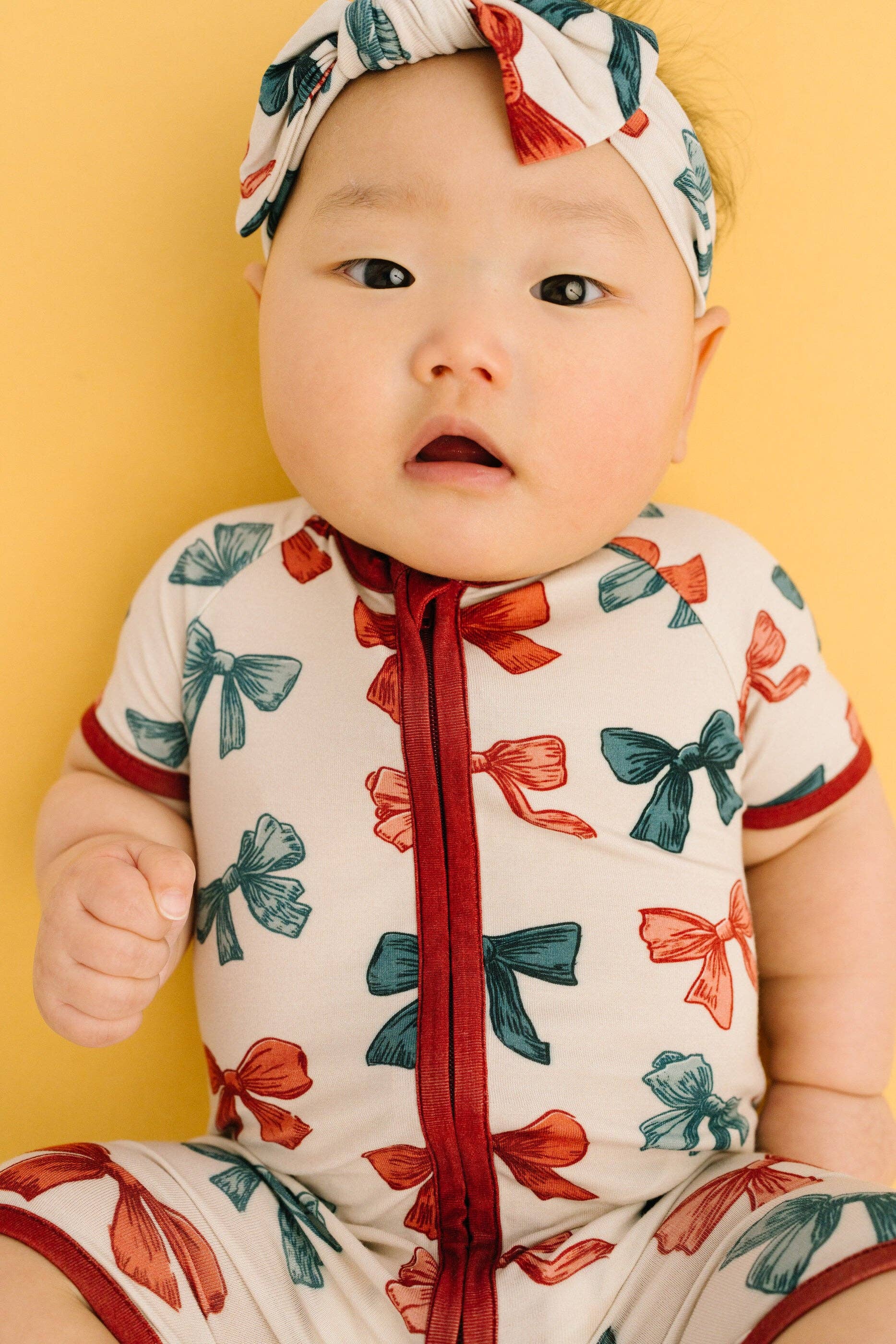 Patriotic Bows Bamboo Short Romper: 2T