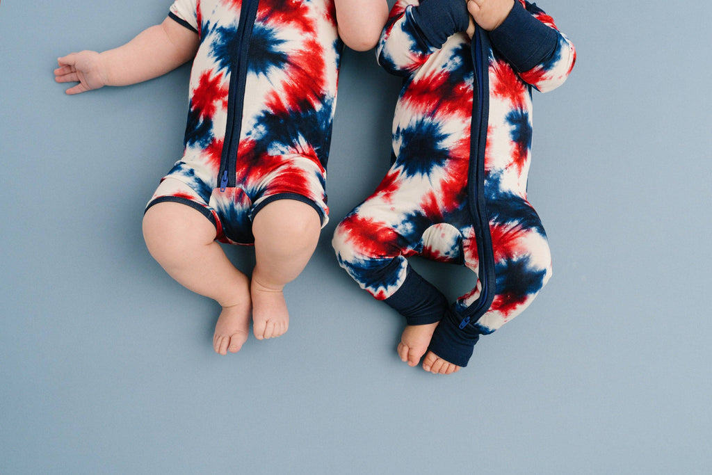 Firecracker Tie Dye Bamboo Short Romper: 0-3M