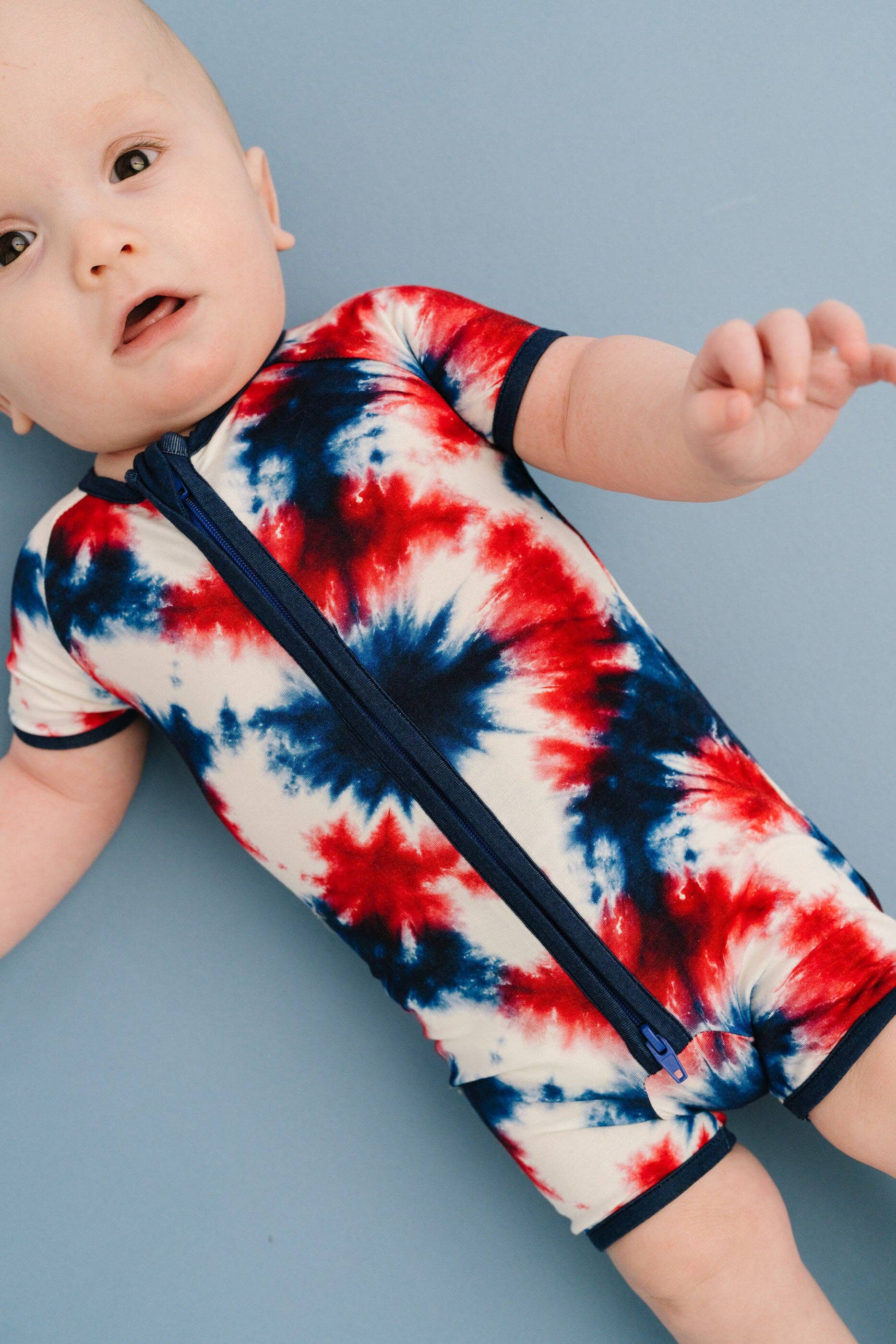 Firecracker Tie Dye Bamboo Short Romper: 6-12M