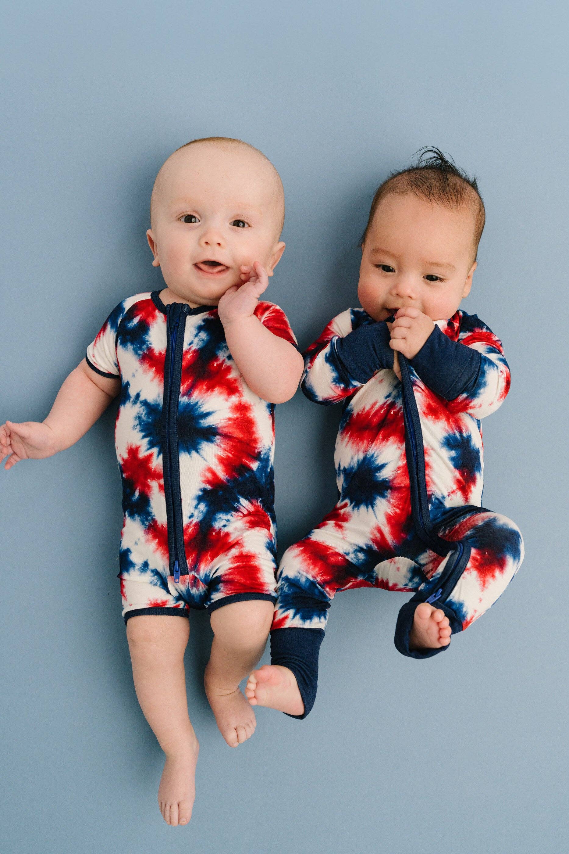 Firecracker Tie Dye Bamboo Short Romper: 3-6M