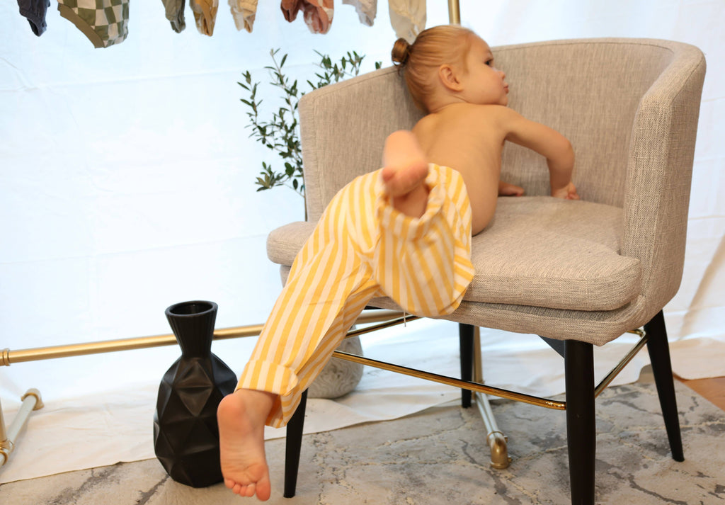 Striped Unisex Pants: Yellow