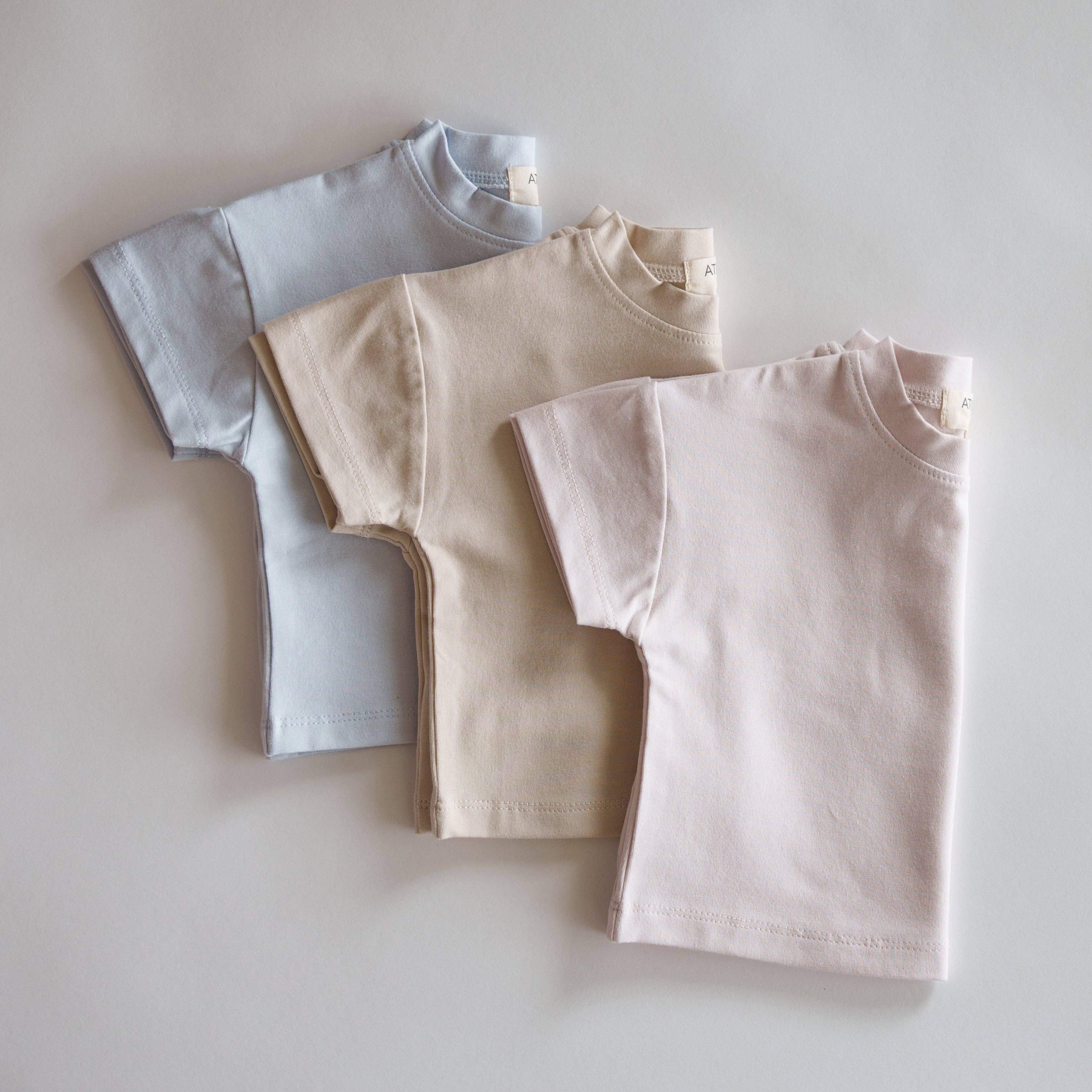 Organic Oversized T-Shirt 3 Pack: 0-3M / Glacier / Oatmeal / Grey Lilac