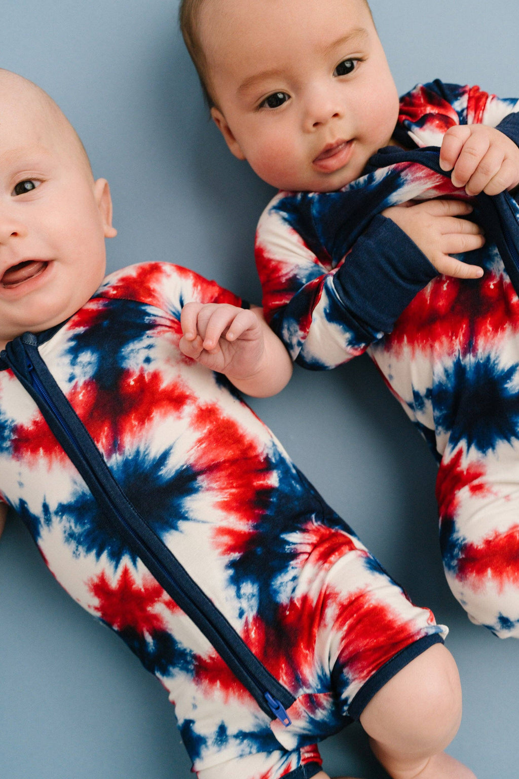 Firecracker Tie Dye Bamboo Short Romper: 3-6M